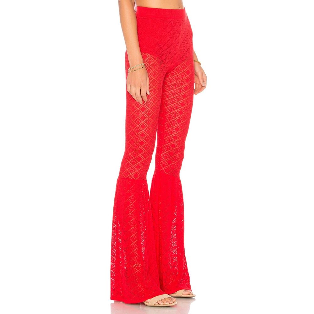 House of Harlow 1960 x REVOLVE Jeane Crochet Flare Pant Racing Red M EUC